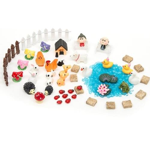 51pcs DIY Miniatures Garden Terrarium Figurines Ornaments Dollhouse Bonsai Micro Landscape Decor For Miniatures Fairy Garden