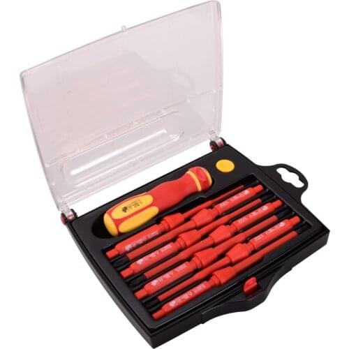 9pcs insulated Interchangeable screwdriver tool set slot PH1-Ph3 screwdrivers Resistance to 1000V Insulation electrician tools
