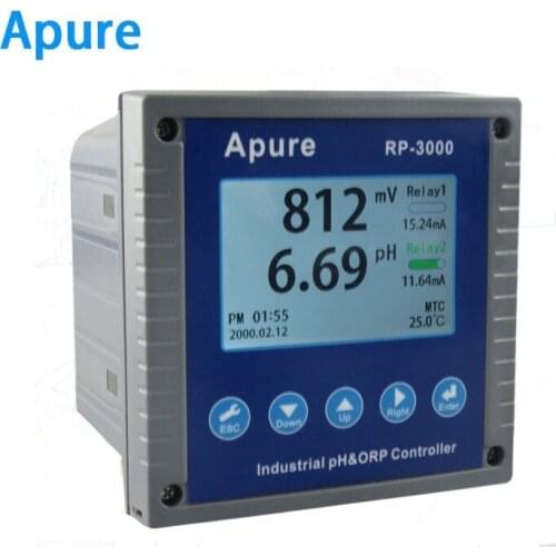 Industrial online digital aquarium ph controller and orp controller / meter with 4-20mA 2 relays for water treatment