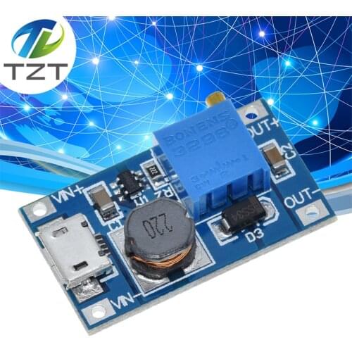 DC-DC Adjustable Boost Module 2A Boost Plate 2A Step Up Module with MICRO USB 2V - 24V to 5V 9V 12V 28V MT3608 LM2577