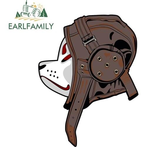 EARLFAMILY 13cm x 9.8cm For Cat Mask With Aviator Hat Car Sticker Cartoon Fine Waterproof Decal Surfboard Car Door Protector