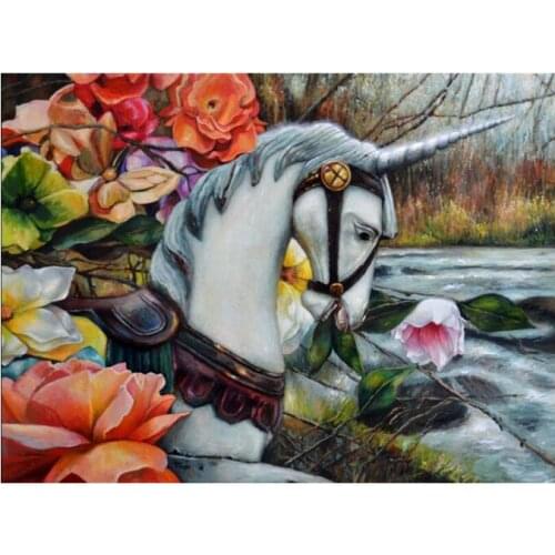 Unicorn diamond mosaic horse scenery embroidery painting rhinestone wall sticker decor dimond drawing art needlework picture