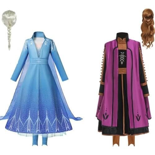 Elsa And Anna Costumes New Dress For Girl Princess Game Clothes Teenager Snow Queen 2 Winter Inspired Prom Party Warm Gown 2-12T