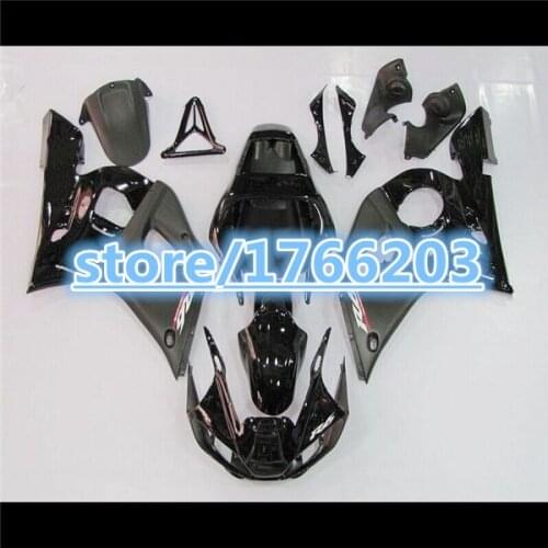 HOT SALES YZF R6 Fairing for YZF R6 1998-2002 BLACK YZFR6 98-02 YZF R6 98 1999 2000 2001 02 Black Fairings kitBBF