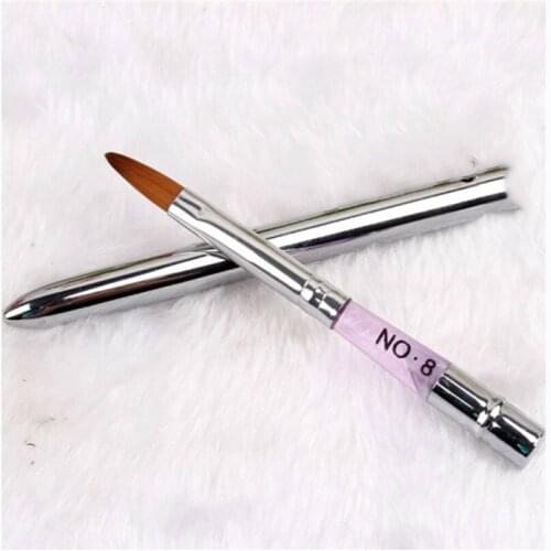 Hot Sale 1pc Five Models Optional Purple+Silver Handle Pure Animal Hair Nail Art Pen Pedicure Tool Acrylic Nail Brushes