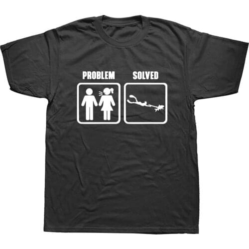Problem Solved Spearfishing Freediving T Shirt Scuba Diver Spear Fishing Short Sleeve T-Shirt Cotton Men Clothing Graphic Tees