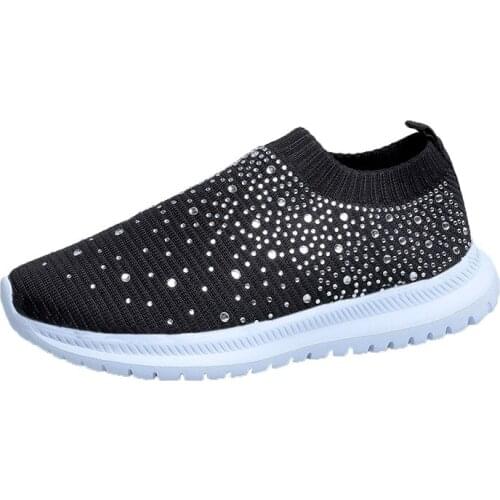Light Sneakers Women Breathable Mesh Vulcanized Shoes Outdoor Flat Slip-On Sock Shoes Women For Walking Plus Size 35-43 NVX184
