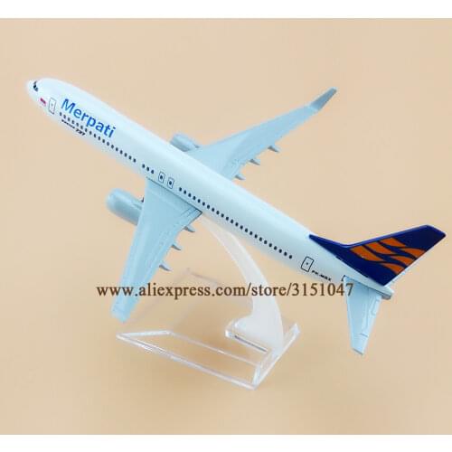 Alloy Metal Air Merpati B737 Airlines Airplane Model Merpati Boeing 737 Airways Plane Model Stand Aircraft Kids Gifts 16cm