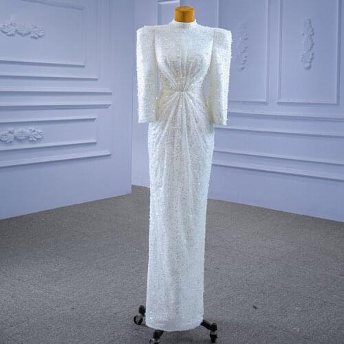 Muslim Wedding Dress Long Sleeve High Neck Sequined Mermaid Bridal Gown For Prom Wedding Gown 2021 Styles N.67335