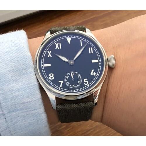 Sapphire crystal or Mineral glass 44mm black dial Asian 6498 Mechanical movement mens watch luminous Mechanical watches GR28-21