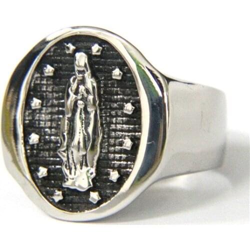 2017 Cool Style Biker Band Party Hot Blessed Virgin Mary Ring Stainless Steel Mens Ring Fashion Punk Ring