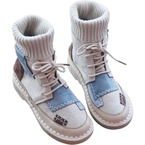 2020 new womens bottomed flat boots, soft bottom comfortable woollen line boots,handmade Institute womens bootsE893