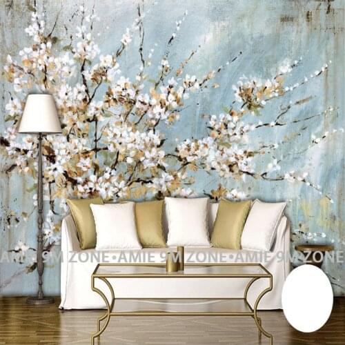 Wallpapers wall art cherry blossom hand painting art mural wallpaper home decor accessories for living room office free shipping