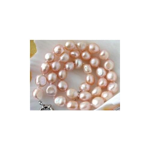 Charming 10X12MM PINK BAROQUE FRESHWATER CULTURED PEARL NECKLACE 18"