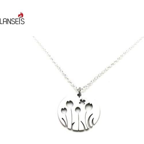 Lanseis Tulip Flower Butterfly Necklace Stainless Steel Necklace , 10Pcs Personalized Necklace Forest Jewelry Dainty Tulip Gift