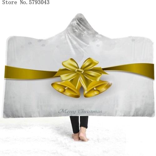 Bowknot Wearable Blanket 3D Print Merry Christmas Throw Blanket Happy New Year Fleece Blanket Picnic Travel Nap Office Blanket