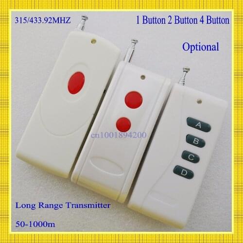RF Remote Control Radio Long Range Transmitter 315/433 High-grade 1 Button Remote 1000m Wireless Remote Power Switch