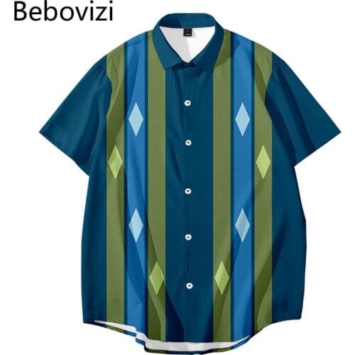 2021 Hip Hop Shirt Streetwear Geometry Retro Style Men Hawaiian Shirt Harajuku Beach Shirt Short Sleeve Summer Aloha Shirt Thin