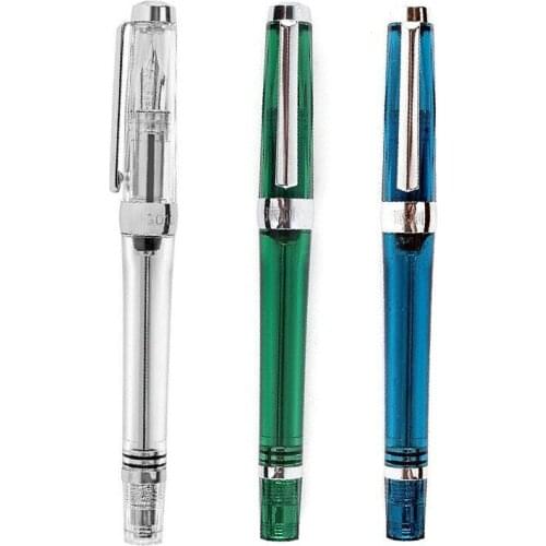 PAILI /Wing Sung Transparent Piston Wingsung Fountain Pen Silver Clip Fashion Colorful Ink Pens For Student Office