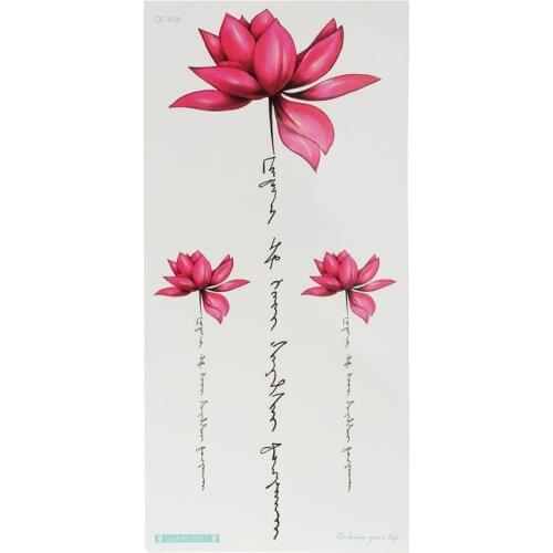 Shellhard Womens Waterproof Temporary Lotus Tattoo Sticker Pink Lotus Flower Tattoo Sticker Unique Body Art Tattoo Stickers