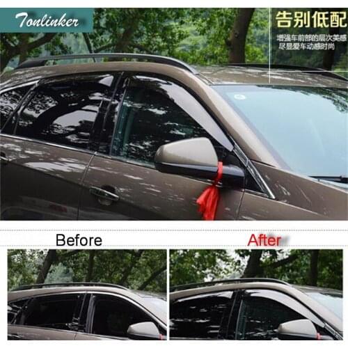 Tonlinker 4 PCS DIY Car styling New Acrylic Super toughness special rain shield cover fit for CADILAC SRX part accessories