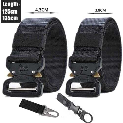 Military Tactical Belt Police Outdoor Sport Alloy Button Nylon Belt Army Heavy Duty Hunting Accessories Waist Strap Men Cinto