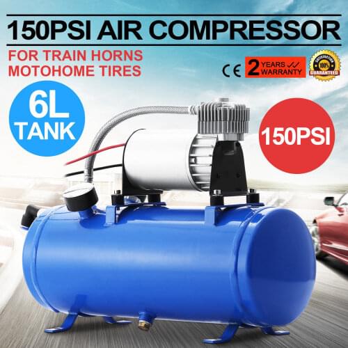 Air compressor 6L fuel tank 150PSI 12V train horn air hose protection switch