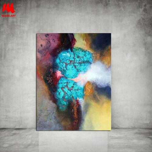 WANGART Abstract Art Canva Prints Acrylic Paintings Blue Ocean Wall Pictures for Living Room Bedroom Modern Home Decor JY0608
