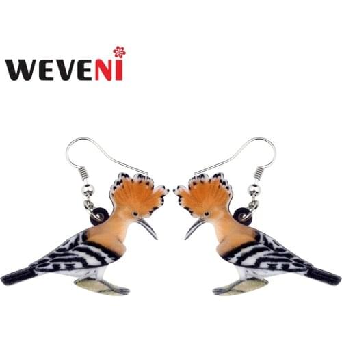 WEVENI Acrylic Anime Fashion Hoopoe Bird Earrings New Long Dangle Drop Jungle Animal Jewelry For Women Girls Female Wholesale