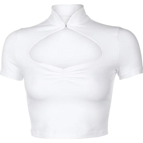 Women T-Shirts, Chinese Style Top, Casual National Short Sleeve Hollow-out Summer