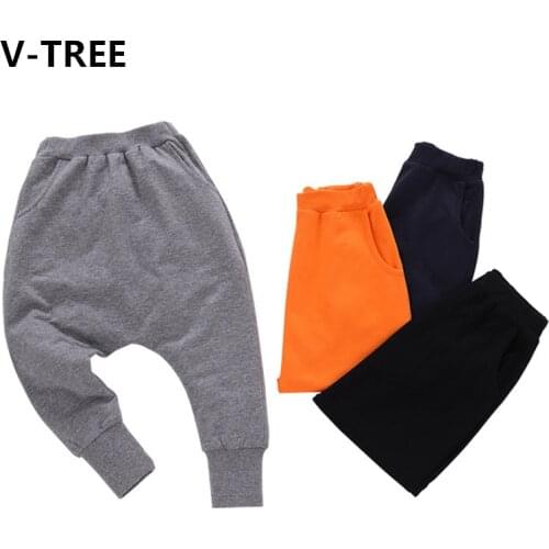 V-TREE Big Boys Harem Pants For Girls Casual Baggy Cotton Solid Pants Childrens Winter Clothes Lovely Cute Silk Trousers