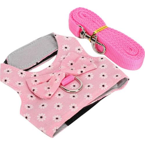 Small Animal Vest Chest Strap Adjustable Rabbits Vest Harness with Lead Hamster Vest Chest Strap Leash Small Animal Accessories
