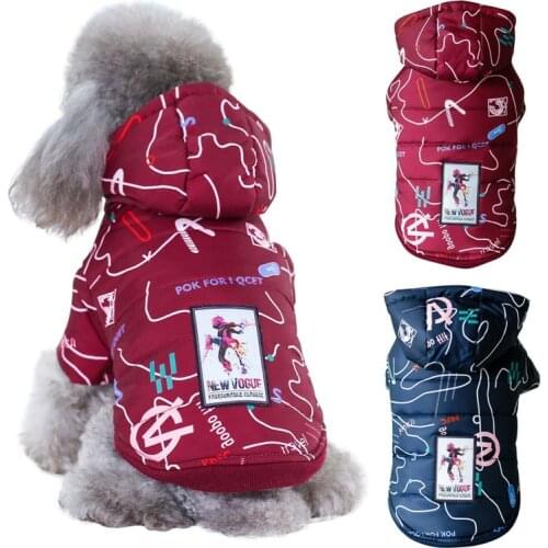 Winter Warm Pet Jacket Pet Dog Clothes Fashion Letter Printed Dog Coat Doggy Wind Resist Paded Warm Coats For Small Large Dogs