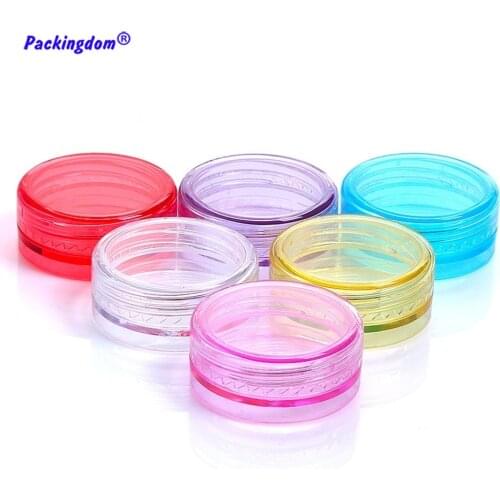 100pcs Container Plastic Sample Jar Packaging Pot Round Tins Nail Art Box Eyeshadow Cream Mini Empty Cosmetic Containers 2g