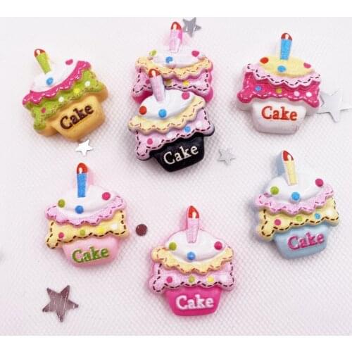 New 12pcs Colorful Lovely Birthday Cake Figurine Flatback Stone DIY Wedding Scrapbook Craft Supplies SH06