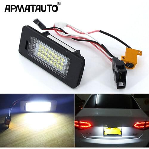 2PCS/set Canbus White LED License Plate Light for Audi A1 A3 / A4 S4 B8/ A5 S5 8T / A6 C7/4G / A7 4G / Q3 8U / Q5 8R / TT 8J