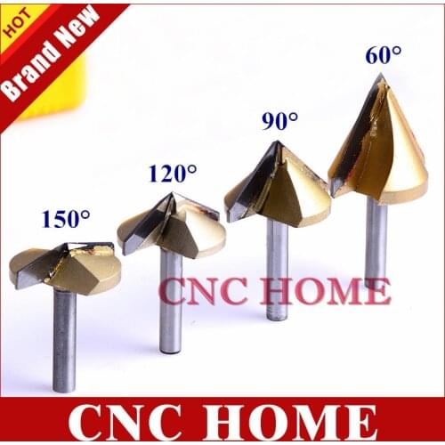 4pcs 6mm x 32mm 60/90/120/150 degree Wood Making Router End Mill CNC Engraving V Groove Bit