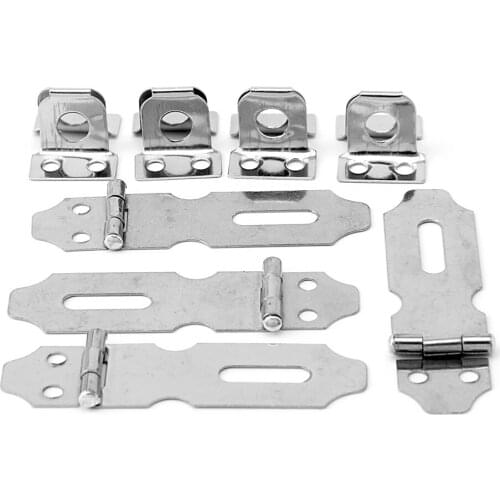 4Pcs Home Drawer Door Safety Padlock Latch Hasp Staple Stainless Steel NO.5