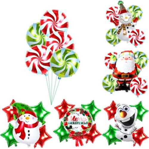 5Pcs/set Cartoon Santa Claus Snowman Foil Balloons Christmas happy birthday Party Decorations globos Inflatable Kids surprise To