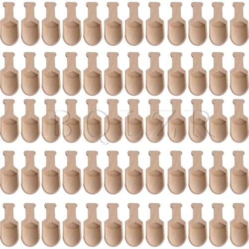 BQLZR 60PCS 9.5x3.4cm Wood Color Mini Wooden Salt Spoon Kitchen Tools for Home