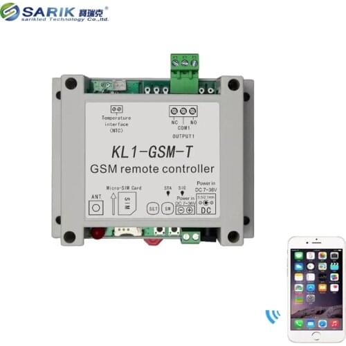 7-36VDC Quad band 850/900/1800/1900Mhz GSM Module 1 relay GSM Remote control Switch KL1-GSM-T With 1meter temperature sensor