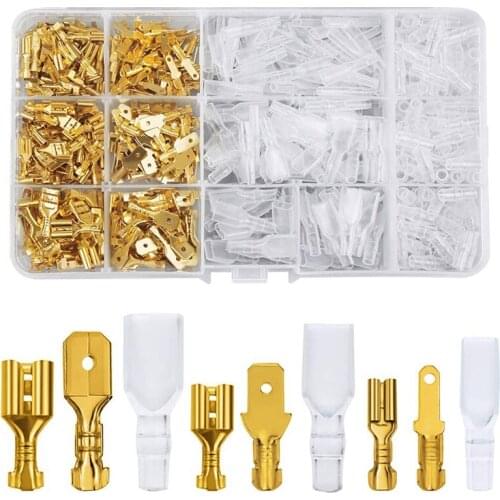 720 Pieces Of 2.8 / 4.8 / 6.3Mm Male And Female Quick Crimping Terminal Blocks With Insulating Sleeve Combination Kit