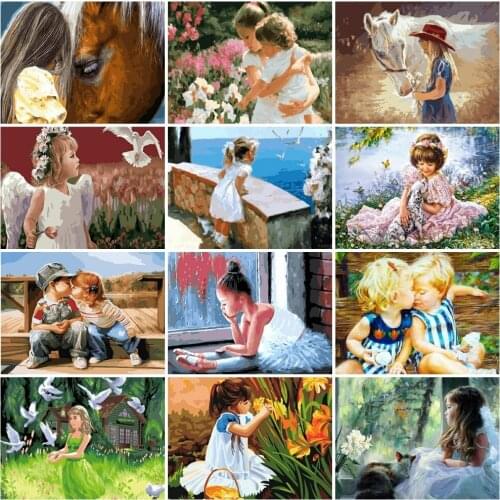 AZQSD 40x50cm Painting By Numbers Boy And Girl Love Handmade Gift Oil Painting Drawing On Canvas Portrait Home Decoration