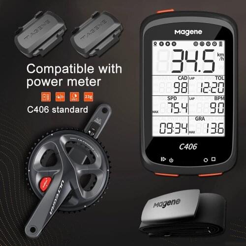 MAGENE C406 Cycle Computer Wireless Bicycle Speedometer Sensor Bluetooth Speed Ant+ H64 Heart Rate Belt Smart Bike Computer GPS