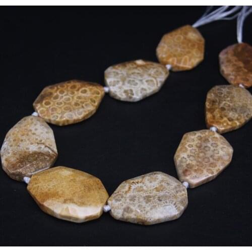 8-9PCS/strand Natural Coral Jades Agates Faceted Slab Nugget Beads,Chrysanthemum Stone Jaspers Slice Pendants Jewelry Making