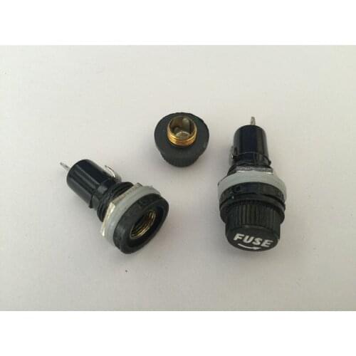 100pcs/lot 5*20mm glass fuse holders 5x20 black insurance tube socket fuse holder for 5*20 insurance Panel Mount Fuse Holder