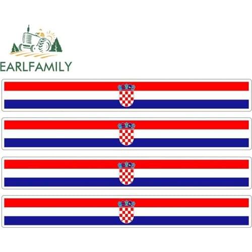 EARLFAMILY 13cm x 1.7cm 4pcs Car Stripe Motorcycle Racing Flag Sticker Car Window Decal Bike Moto Tuning Croatia Car Stickers