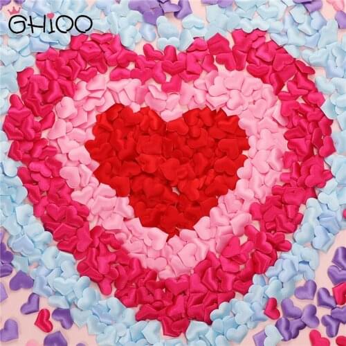 GIHOO 100pcs/Lot 2mm Sponge Satin Heart Shaped Confetti Throwing Petals For Wedding Valentines Day Decoration Supplies