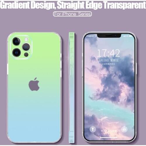 Gradient Ultra Thin Square Silicone Cover Case For iPhone 11 12 Pro Max X Xr Xs 8 7 Plus 6 6s SE 2020 13 Mini Anti Fall Protect