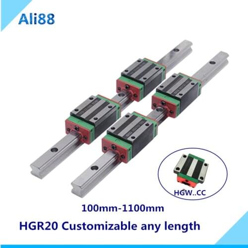 RU/ES stock！2pc HGR20 Linear Rail Guide HGH20 any length+HGH20CA Linear Narrow/Flange carriges Sliding Block HGW20CC cnc parts